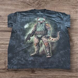 Boba Fett The Mountain Black T-Shirt with Cat Design